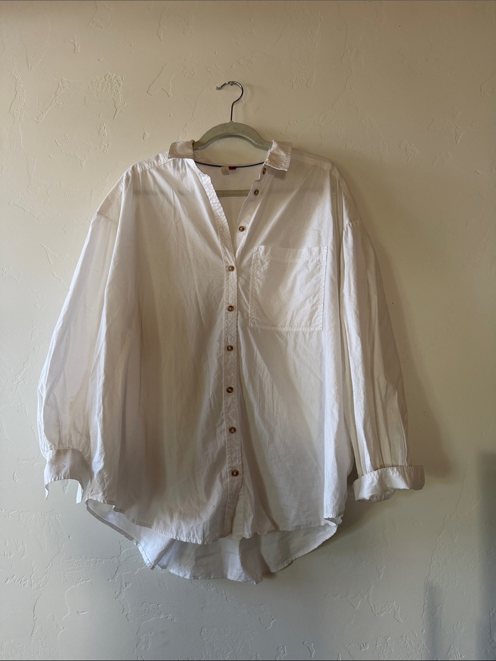 Pilcro Soft Cream Button-Front Oversized Shirt